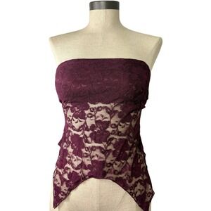 Urban Renewal Burgundy/Maroon lace strapless top